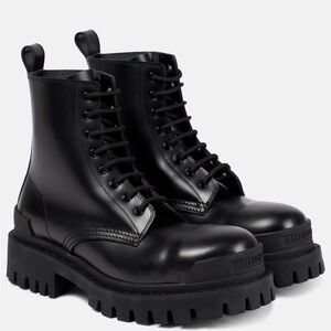 Balenciaga Black Leather Strike Boots